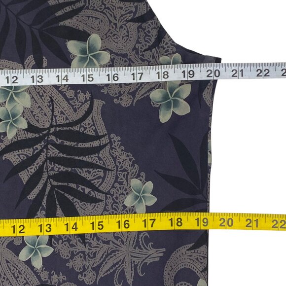 Hilo Hattie Hawaii Maxi Dress | L | Gray | 100% Silk | Tropical Beach Wedding - Picture 7 of 8